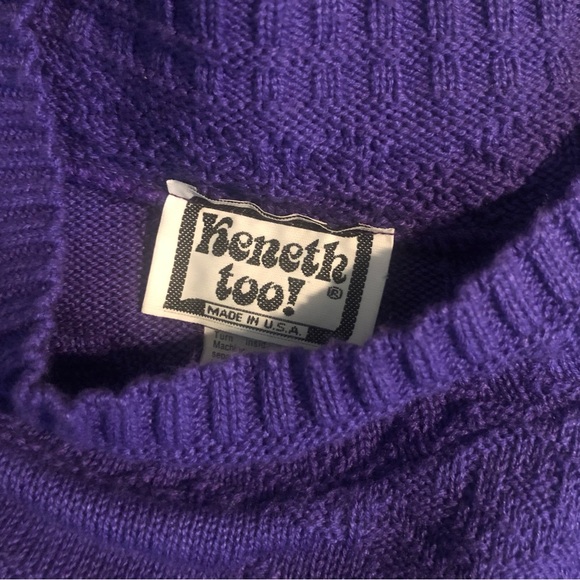 Vintage Purple Floral Textured Sweater By Kenneth too! Small - Picture 4 of 7